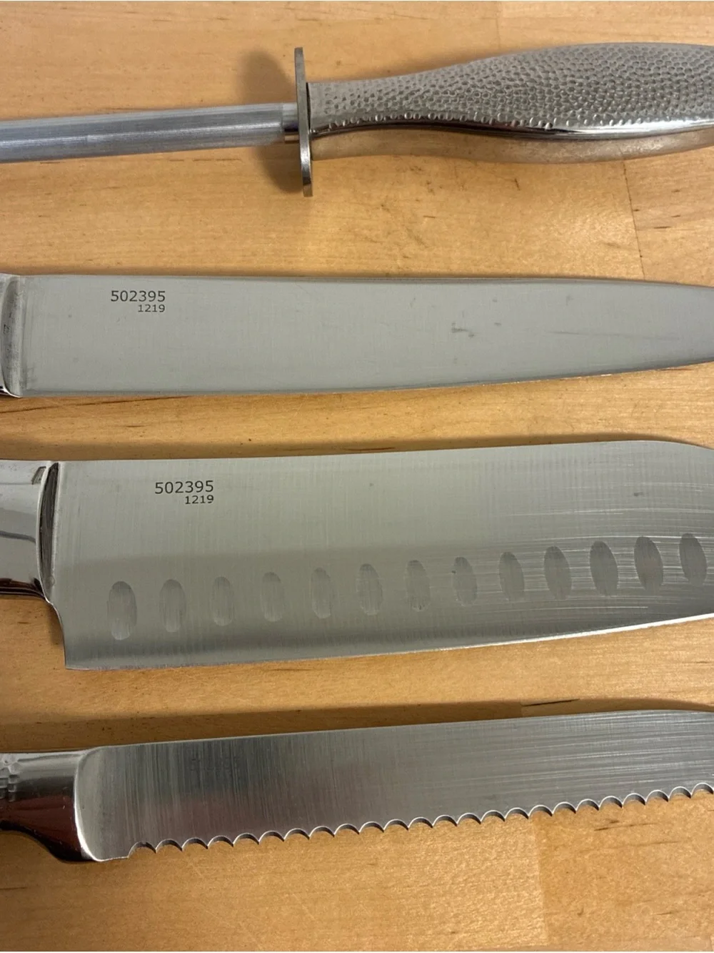 Cuisinart Silver Stainless Steel 4-Piece Knife and Honing Set Hammered Handles